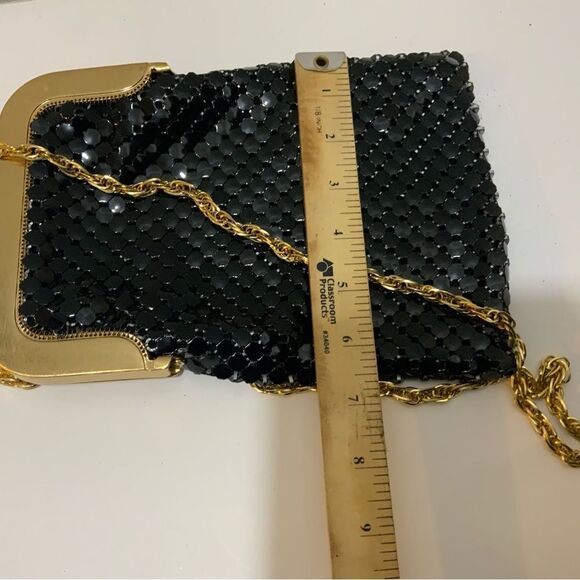 Vtg Whiting & Davis BLACK Mesh Purse Shoulder Bag Chain Strap Handbag - Picture 7 of 11